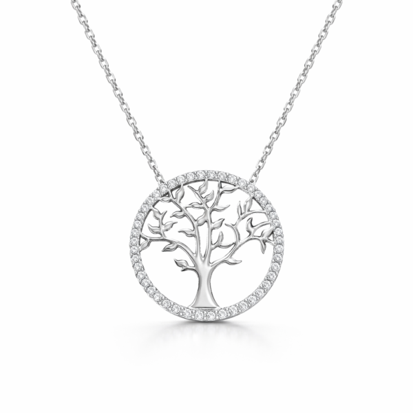 925 Ayar Gümüş Yaşam Ağacı Kolye – Kübik Zirkon Taşlı Tree of Life Kolye